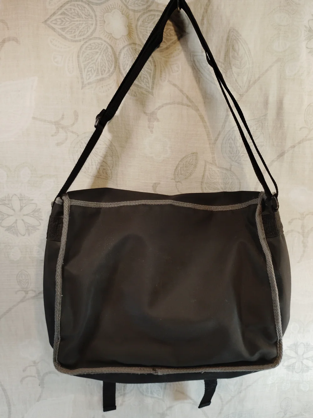 Black & Grey Messenger/ Laptop bag with Front Zip Pocket